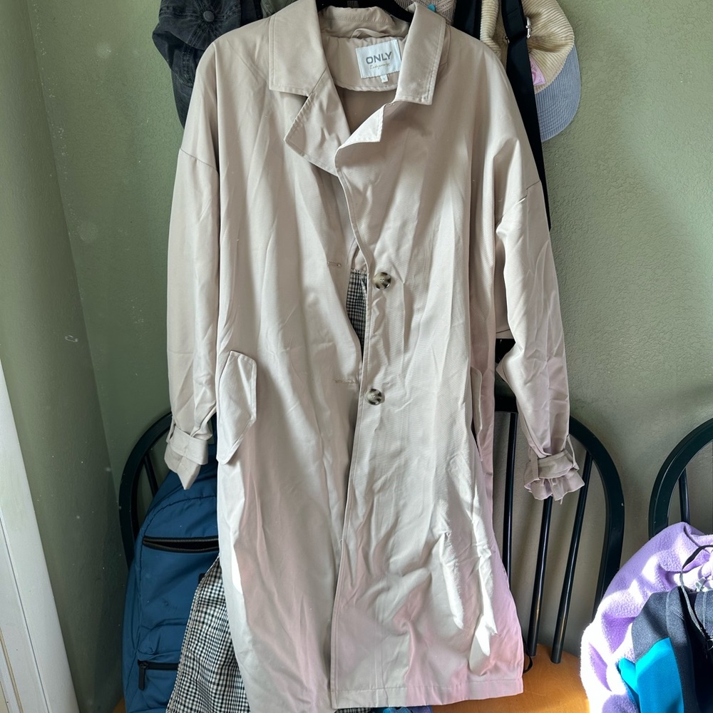 Tan and Houndstooth Trench Coat